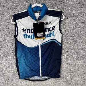 Louis Garneau Mens XS Endurance Multisport Cycling Vest Blue White Jersey Gilet